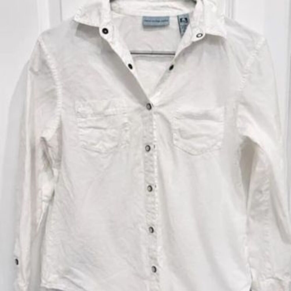 Marsh Landing Petites Women’s PS White 100% Cotton Button Front Shirt
